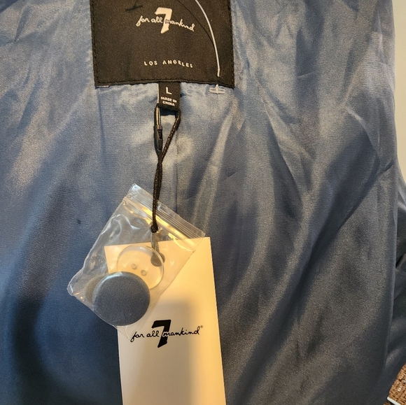 NwT 7 For All Mankind Long Line Trench Blazer Blue Size Large Spring Coat - Picture 11 of 11